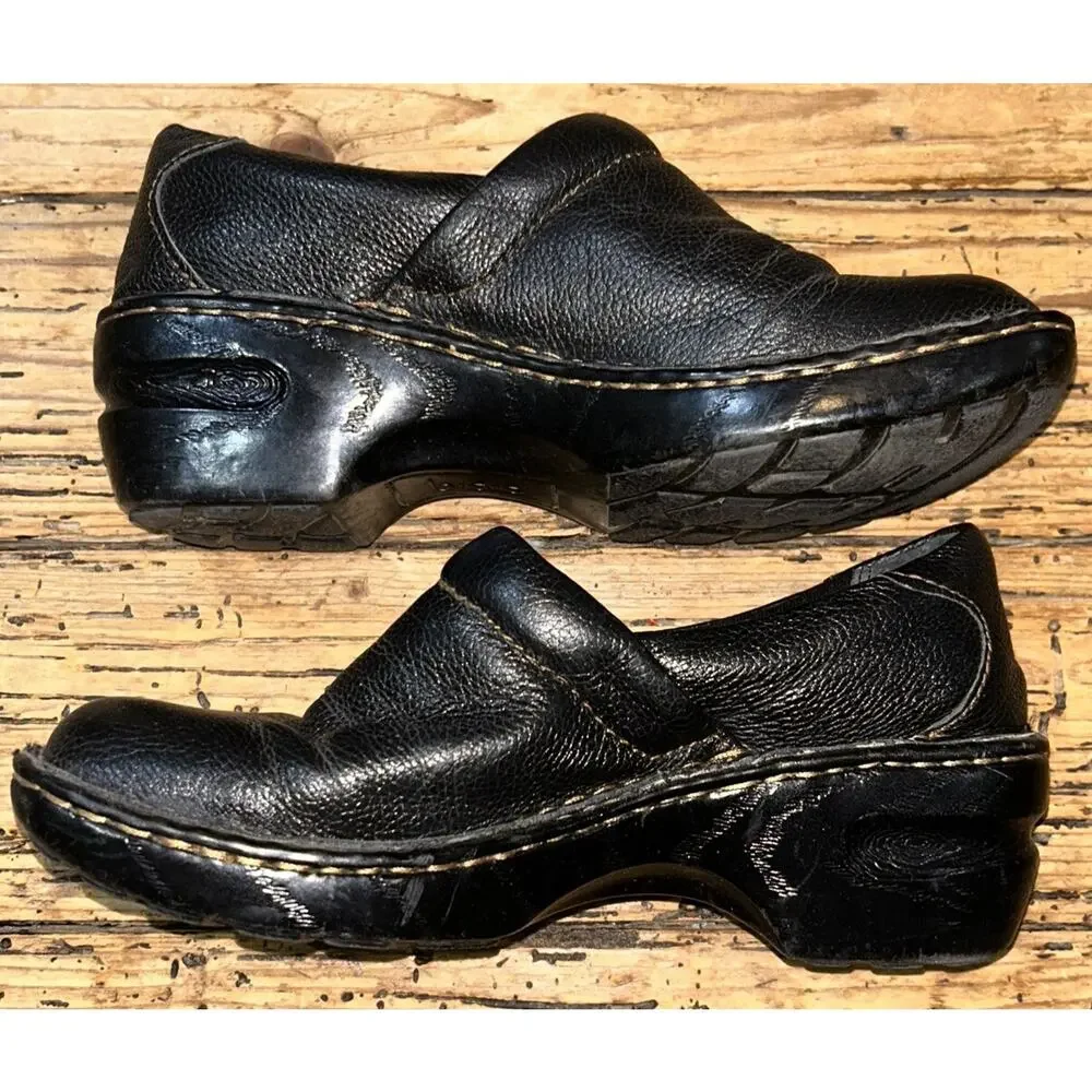 BOC Women’s Black Soft Leather Clogs Size 7/38